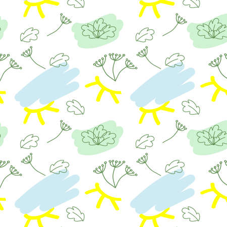 Pattern of abstract floral elements in doodle style.のイラスト素材