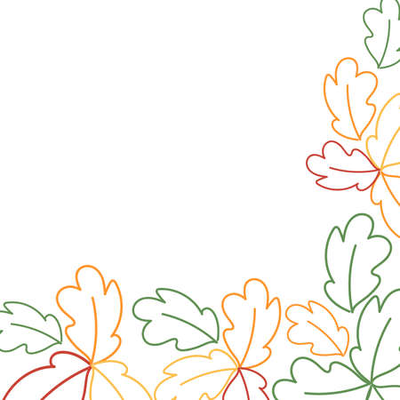 Corner frame made of leaves of different colors in trendy shades. Template. Great for lettering.のイラスト素材