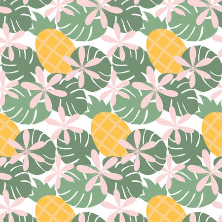 Seamless summer pattern trendy shades with hand drawn summer elements.のイラスト素材