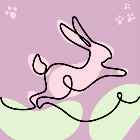 Rabbit as the symbol of the year according to the Chinese calendar in one solid line. Christmastimeのイラスト素材