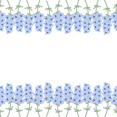 Colorful endless frame in trendy pale violet shades with flower elements. Copyspase. Isolate. EPSのイラスト素材