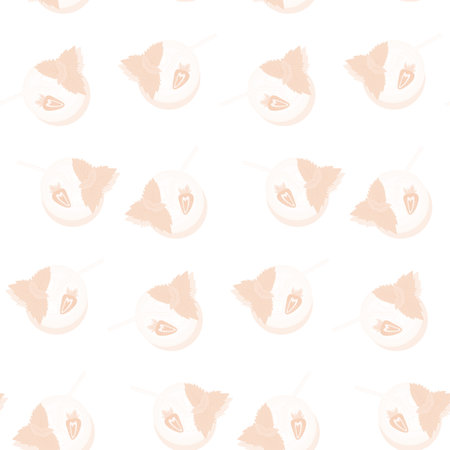 Seamless pattern of mojito cocktail with strawberry and mint leaves in trendy monochrome red. EPSのイラスト素材