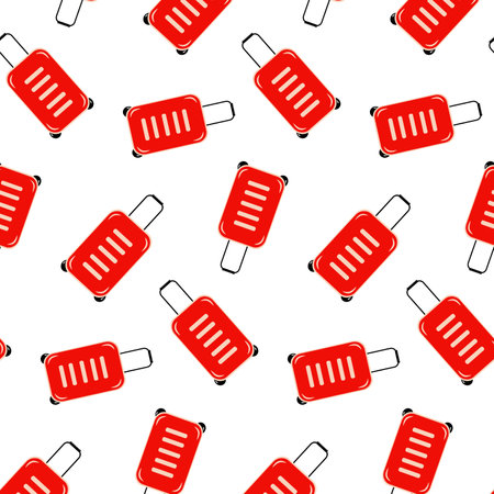 Seamless pattern of travel suitcase in trendy bright shades. Happy tourism day. Customs day. Isolateのイラスト素材