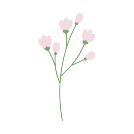 Abstract flowering twig for bouquet in trendy soft hues. Springtime. EPS. Vector isolated design element for greetings or invitation, posters, banner, billboards, label or web and other different usesのイラスト素材