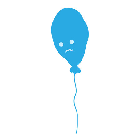 Deflated balloon with sad face in trendy blue shades. Happy Blue Monday greetings design concept. Monochrome. Isolate. EPS. Vector for poster, banner, brochures or promo and and other different usesのイラスト素材