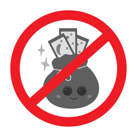 Banned bag with Tarot cards and decorative stars. Cute character with fortune telling cards. Sticker. Icon. Pointer. Isolate. EPS. Vector design concept for cards, posters, web or many different usesのイラスト素材