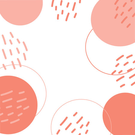 Abstract backdrop texture of hand drawn geometric circle forms in trendy 2024 monochrome Peach Fuzz. Copy space. Isolate. EPS. Vector design concept for cards, posters or web and other different usesのイラスト素材