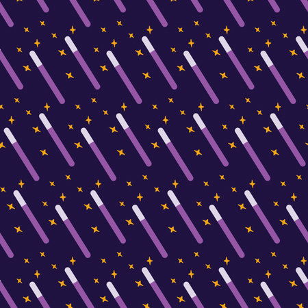 Seamless pattern of magic wands with decorative stars in trendy violet. Abstract background texture. EPS. Vector design concept for wrapping, wallpaper or web, cards, posters and other different usesのイラスト素材