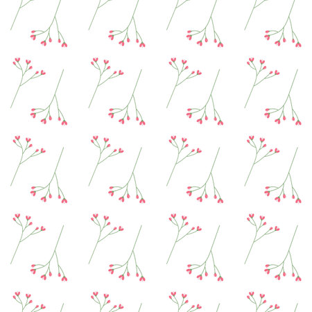 Botanical seamless pattern of blossom twigs in trendy soft hues. Design concept for wrapping or web. Isolate. EPS. Vector for springtime wallpaper, poster, banner, greetings or invitation card, labelのイラスト素材