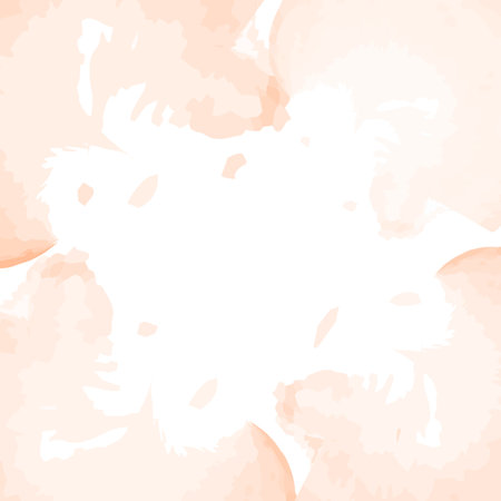 Abstract frame border of spots in trendy monochrome Peach Fuzz shades in watercolor manner. Isolate. EPS. Vector design concept for greetings or cards, poster, lettering or web, banner, advertisementのイラスト素材