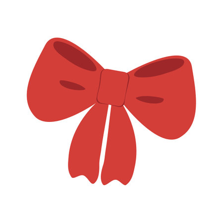 Red Ribbon Bowknot Festive Christmas Decorative Element isolated design element Greetings or cardsのイラスト素材
