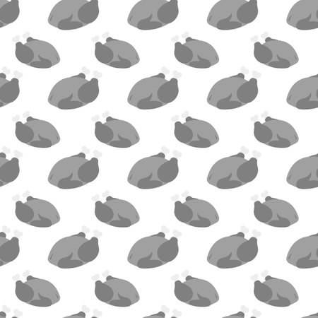 Roast Turkey Seamless Pattern in grayscale. Abstract Background texture, wrapping or wallpaper idea. Isolate EPS Vector. Textile, print, cards, posters, banner, price tag, label or web design conceptのイラスト素材