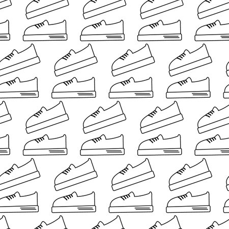 Outline laced sneakers Seamless pattern in minimalist style Abstract backdrop texture or promo idea. Vector Isolate EPS. Wrapping, wallpaper or web, cards, poster, banner, label, price design conceptのイラスト素材