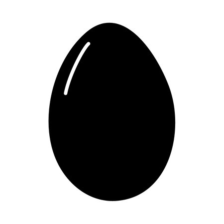 Chicken egg silhouette Black on white background. Single object in minimalistic style. Icon concept. Vector EPS. Sticker, card, poster, banner, brochure, price tag, label or web, billboard, promo ideaのイラスト素材