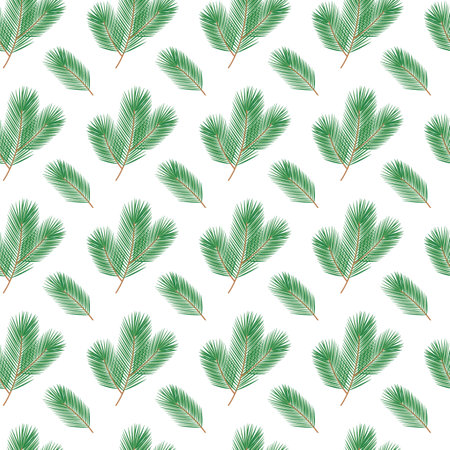 Undecked Fluffy pine branches Seamless pattern Isolated on white. Wallpaper or wrapping design idea. Vector illustration Cards poster, banner, greeting, price, label or web decorative background ideaのイラスト素材