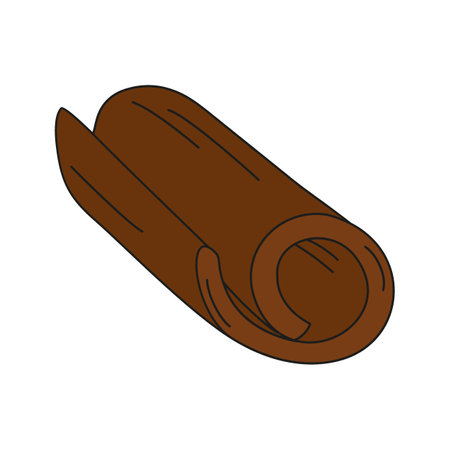 Cinnamon stick in trendy soft brown shades in minimalistic cartoon style. Isolated Design element. Vector illustration Cards, poster, leaflets, banner, brochures, greetings, price, label or web promoのイラスト素材