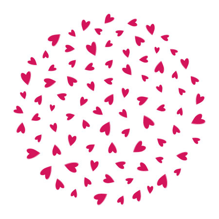 Freehand Hearts fill Circle background. St Valentine Day Greeting or Thematic Cards backdrop concept. Isolated Vector illustration Cards, invitations, price tag, labels or web promo banners, leafletsのイラスト素材