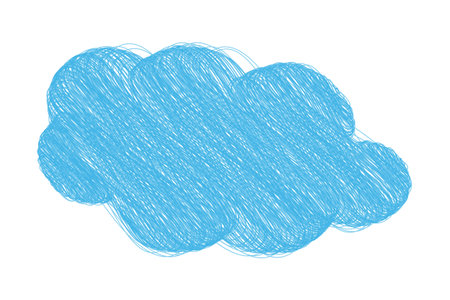 Hand Drawn Sky Blue Cloud Sticker Icon Weather Forecast Pictogram Minimalistic Doodle Flat design. Isolated Vector illustration Weather or Child draw Thematic Cards Promo Banner, leaflets, media postのイラスト素材