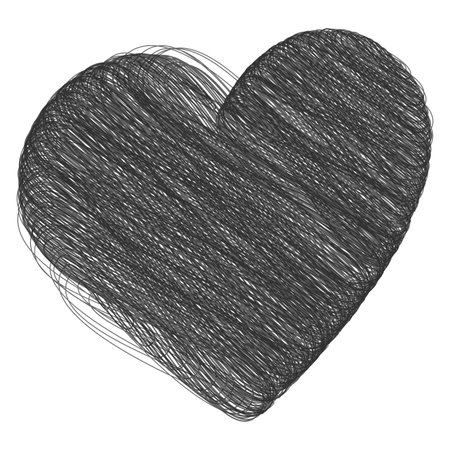 Childrens Pencil Drawing Heart Minimalistic Flat design 14 April Black Day Greeting design element. Isolated Vector illustration Sticker Icon Black Day Related content Greeting Thematic Cards, leafletのイラスト素材