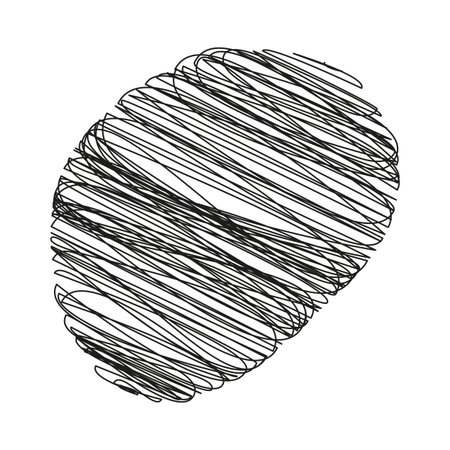 Pencil Scribble Oval Shape Doodle Minimalist Flat Design Grunge Texture Print or web materials decor. Isolated Vector illustration banners, Stories, promo content Design element Sticker, business cardのイラスト素材