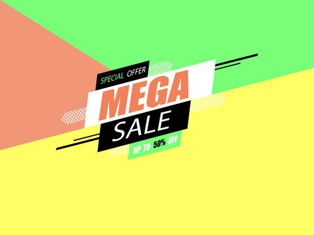 Vector illustration of super sale banner template design, big sale special offer. end of season party backgroundのイラスト素材