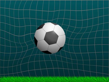 Soccer ball in the goal.Front view.Vector illustrationのイラスト素材