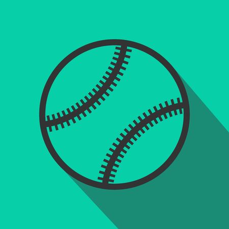 Baseball Flat ball icon Design Template. Black on blue with shadow.のイラスト素材