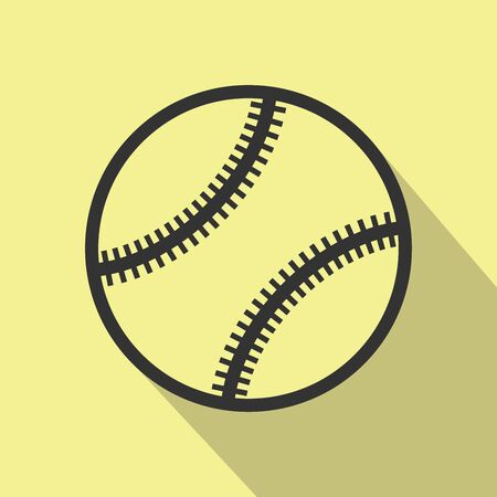 Baseball flat ball icon vector design pattern. Black on yellow, long shadowのイラスト素材