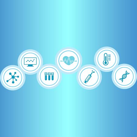 medical icons round colored isolated on blue background vertical gradientのイラスト素材