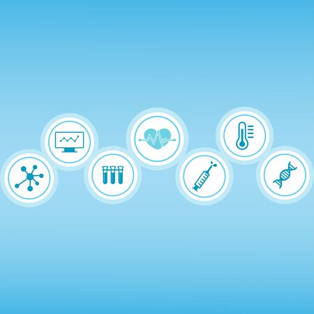 medical icons round colored isolated on blue background horizontal gradientのイラスト素材