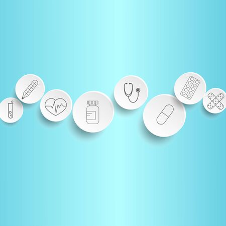 round medical icons isolated on light blue backgroundのイラスト素材