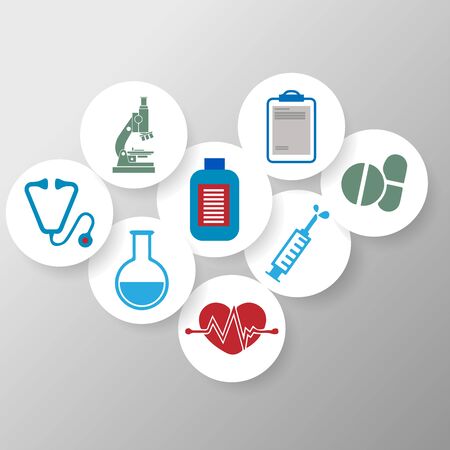 medical badges round colored isolated on gray backgroundのイラスト素材