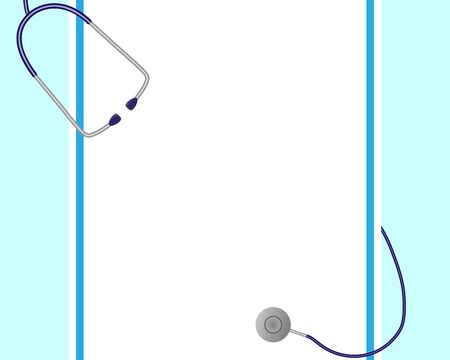 Medical background with stethoscope vertical frame for the presentation.Vector illustrationのイラスト素材