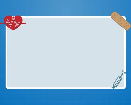 Medical background, a sheet of presentation paper isolated on a blue background.Vector illustrationのイラスト素材