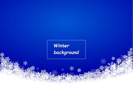 snowflakes beautifully fell semicircle, bright blue background, winter backgroundのイラスト素材