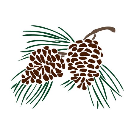 pine cones silhouette colorのイラスト素材