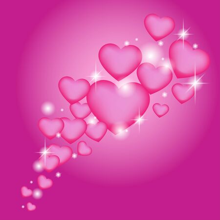 romantic background with flying heartsのイラスト素材