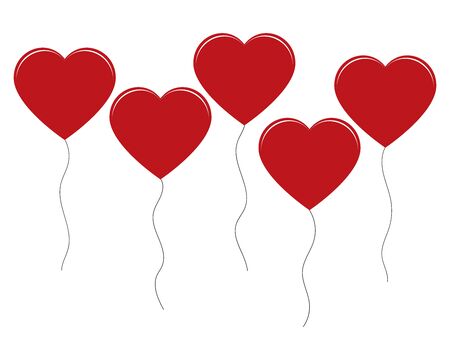 Red balloon in the shape of a heart in flat style on white backgroundのイラスト素材