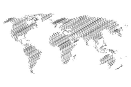Gray world map vector illustration design hatchingのイラスト素材