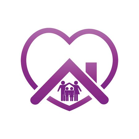 stay home, heart, home family sticker symbol vectorのイラスト素材