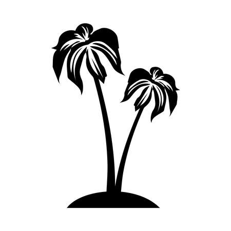 Silhouette of a palm tree on a white background. Palm tree summer  template vector illustration.のイラスト素材