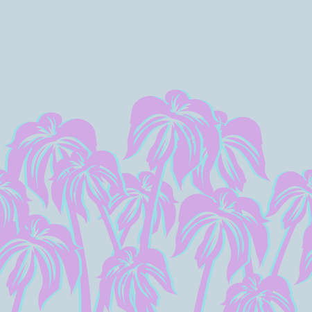 Beautiful seamless vector flower pattern background with palm treesのイラスト素材