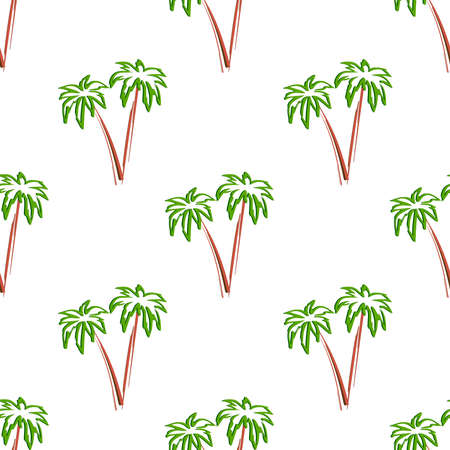 Palm tree. Seamless model Vector Illustration on a white background.のイラスト素材