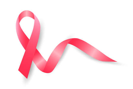 Realistic pink ribbon, breast cancer awareness symbol, vector illustrationのイラスト素材