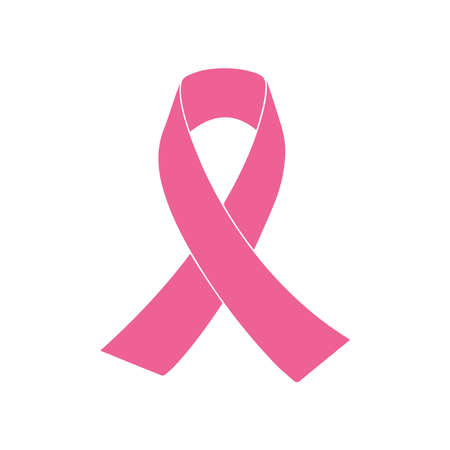 Pink ribbon, breast cancer awareness symbol isolated on white, icon vector illustrationのイラスト素材