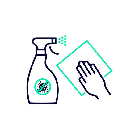 Stop COVID-19. Disinfect the surfaces. The concept of prevention COVID-19. Protection from coronavirus. An outbreak of a new coronavirus. Vector illustration for a poster, banner, flyer.のイラスト素材