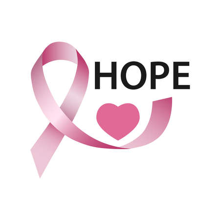 Hope, pink ribbon, heart. The concept of breast cancer awareness.のイラスト素材