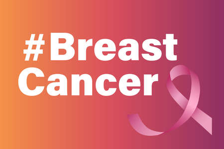 Breast cancer awareness month  illustration on a gradient background.のイラスト素材