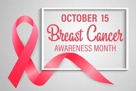 Realistic pink ribbon, breast cancer awareness symbolのイラスト素材