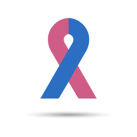Breast cancer awareness. Flat pink and blue ribbon design.のイラスト素材